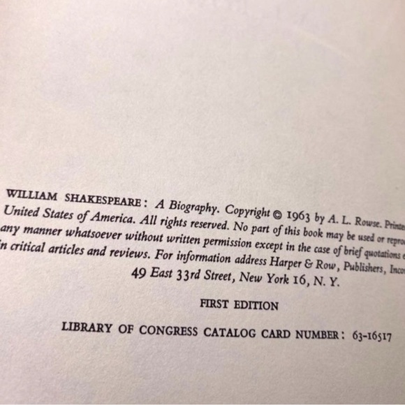 VINTAGE 1963 William Shakespeare: A Biography by A. L. Rowse - First Edition - Picture 11 of 12